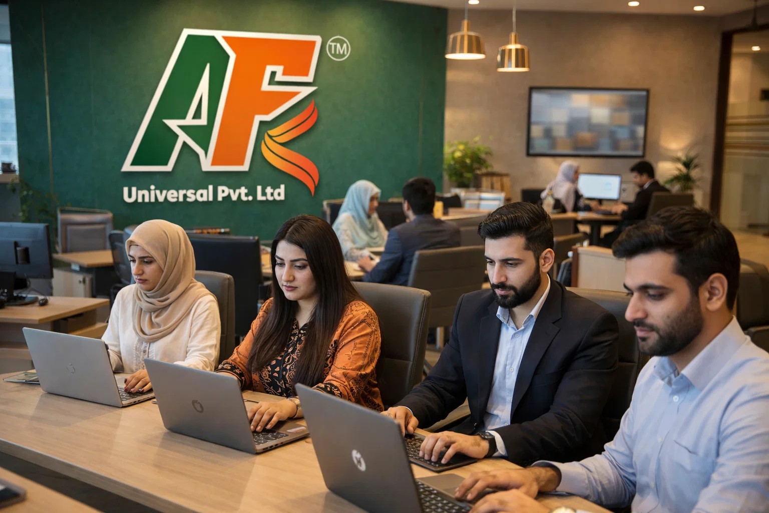 Team collaboration in modern office